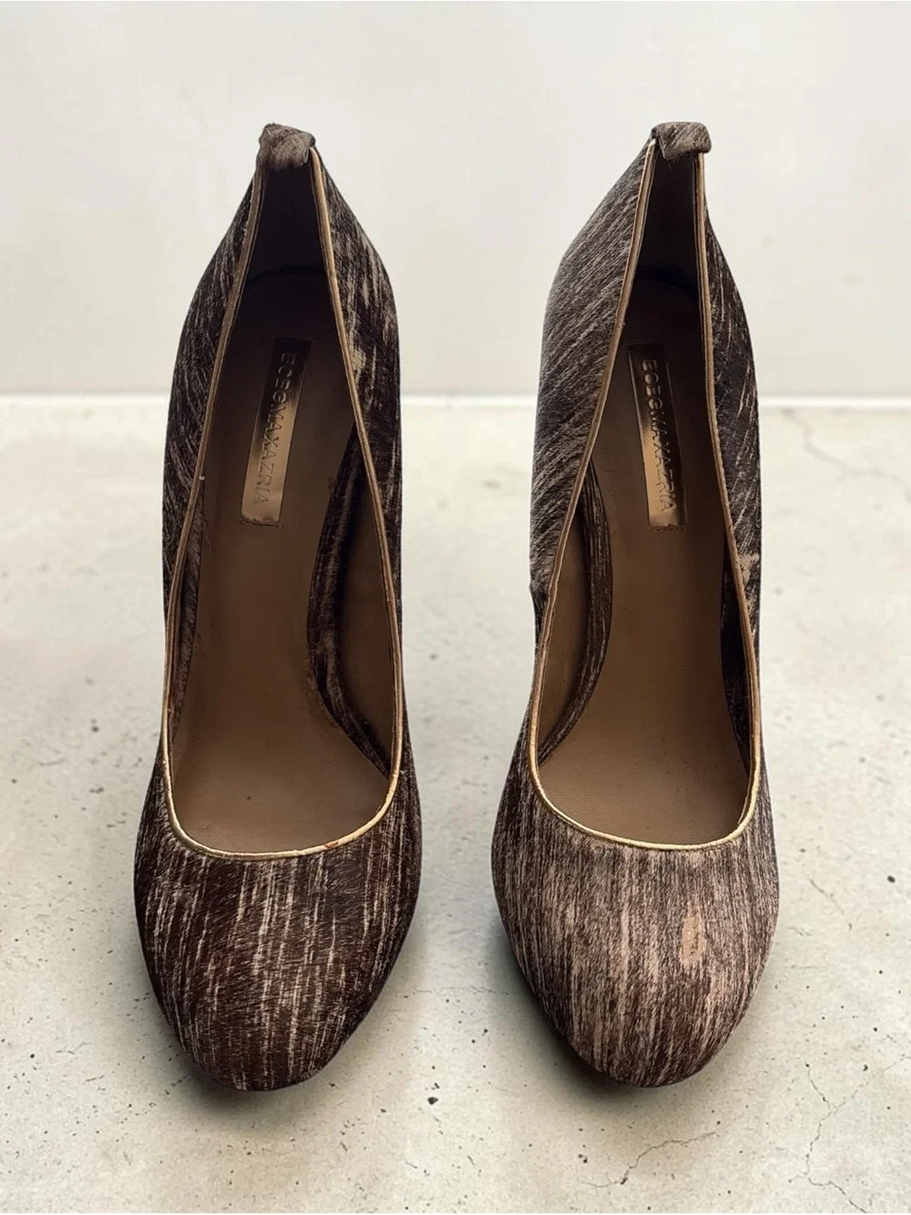 BCBGMaxAzria Brown Textured Pointed-Toe Pumps